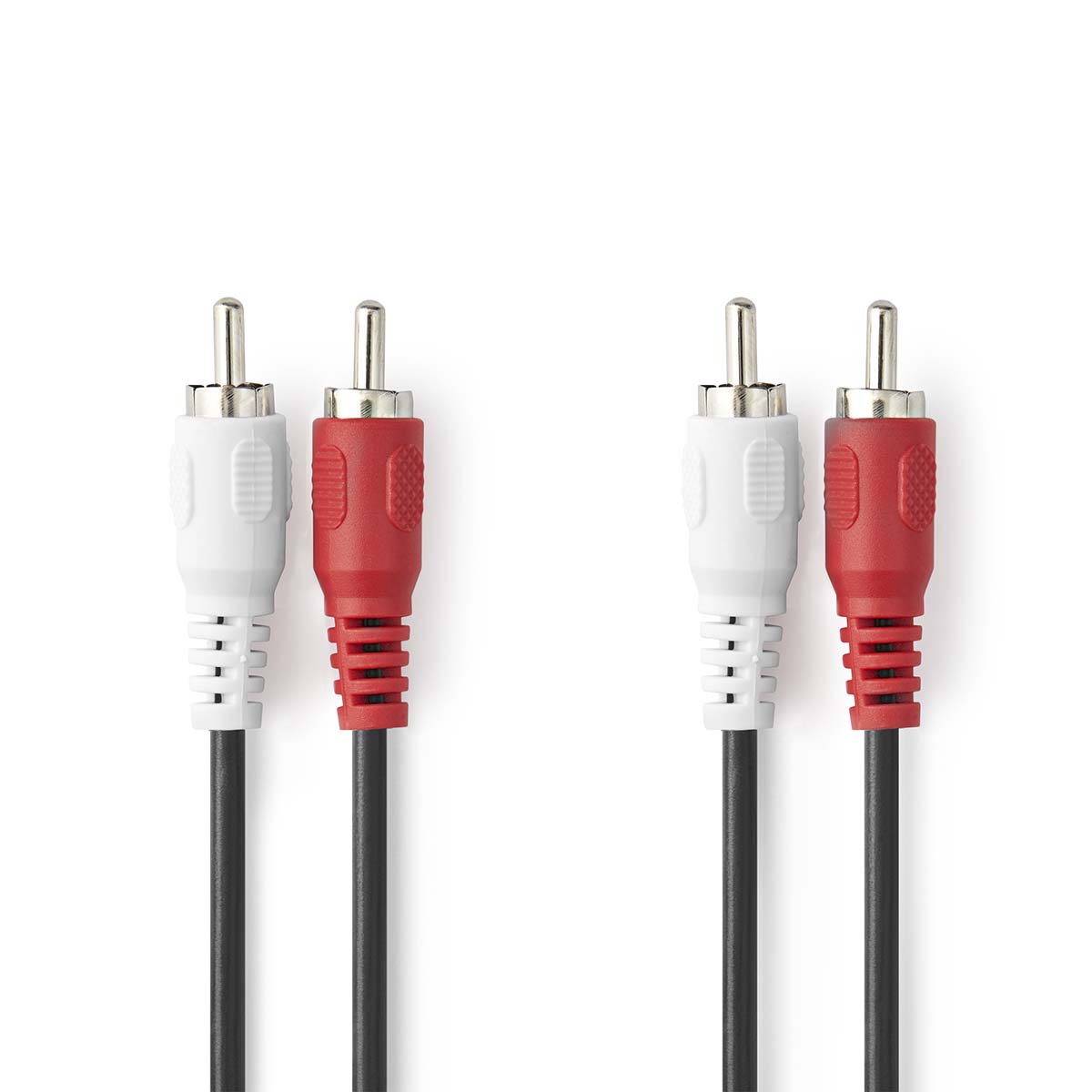 Nedis Câble audio stéréo 2x RCA Male 2x RCA Male Plaqué nickel 1.00 m Rond Noir Label