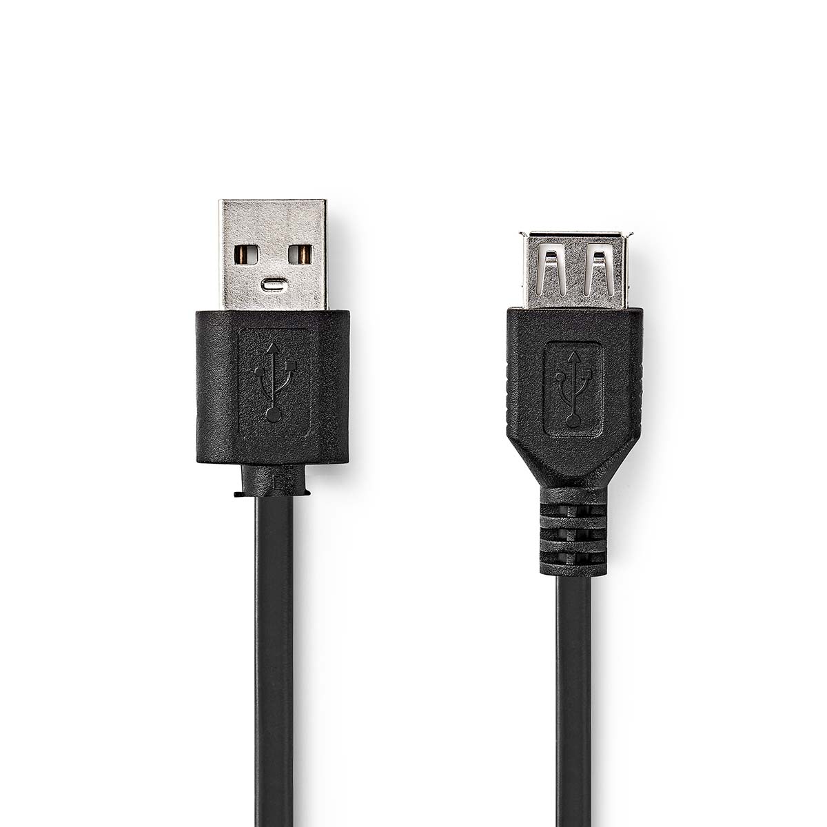 Nedis Câble USB USB 2.0 USB-A Mâle USB-A Femelle 480 Mbps Plaqué nickel 0.20 m Rond PVC Noir Boîte