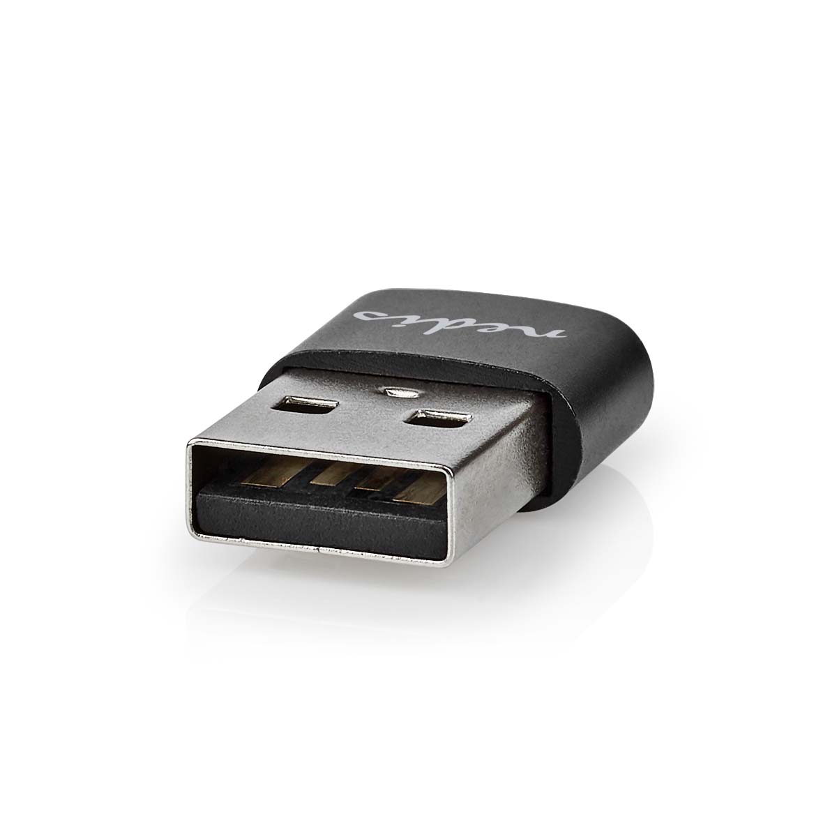 Nedis Adaptateur USB-A USB 2.0 USB-A Mâle USB-C™ Femelle 480 Mbps Rond Plaqué nickel Noir Boîte
