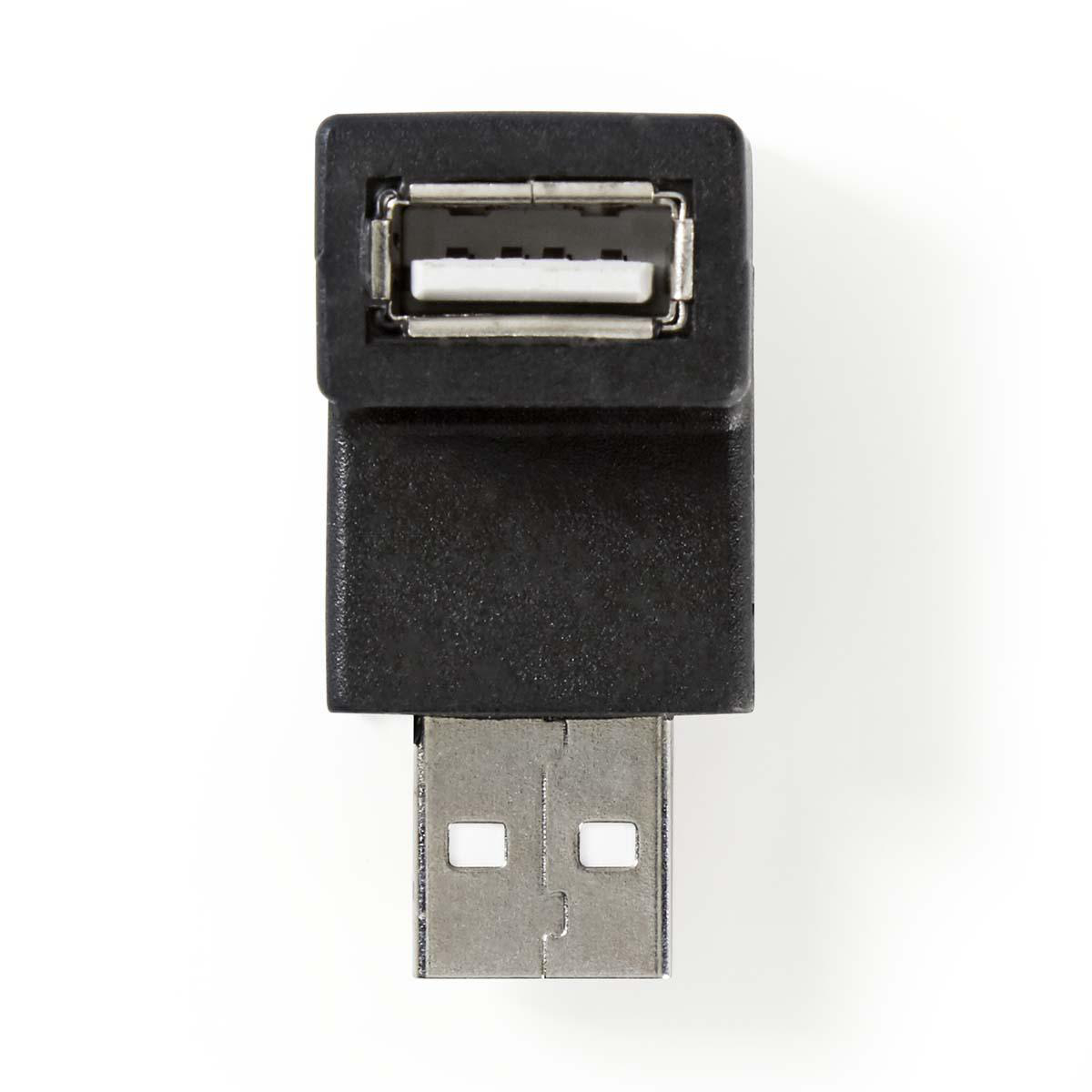 Nedis Adaptateur USB-A USB 2.0 USB-A Mâle USB-A Femelle 480 Mbps Rond Plaqué nickel PVC Noir Boîte