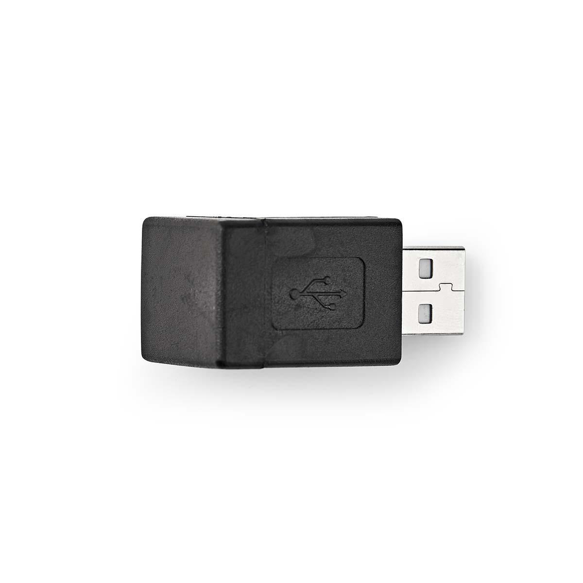 Nedis Adaptateur USB-A USB 2.0 USB-A Mâle USB-A Femelle 480 Mbps Rond Plaqué nickel PVC Noir Boîte