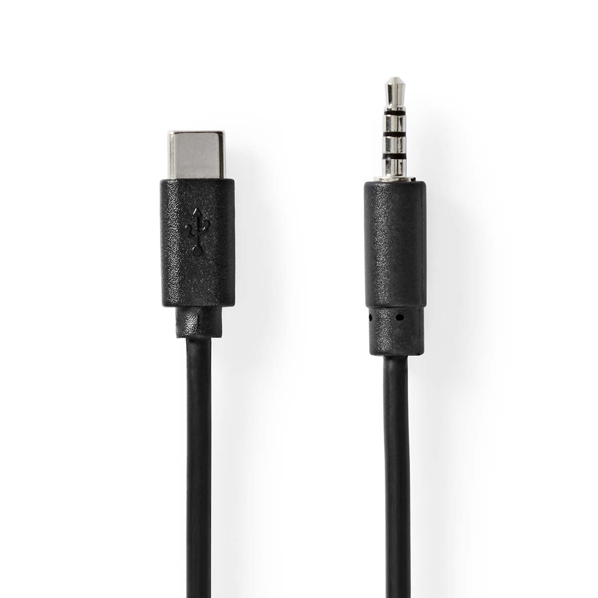 Nedis Adaptateur USB-C™ USB 2.0 USB-C™ Mâle 3.5 mm Mâle 1.00 m Rond Plaqué nickel Noir Label