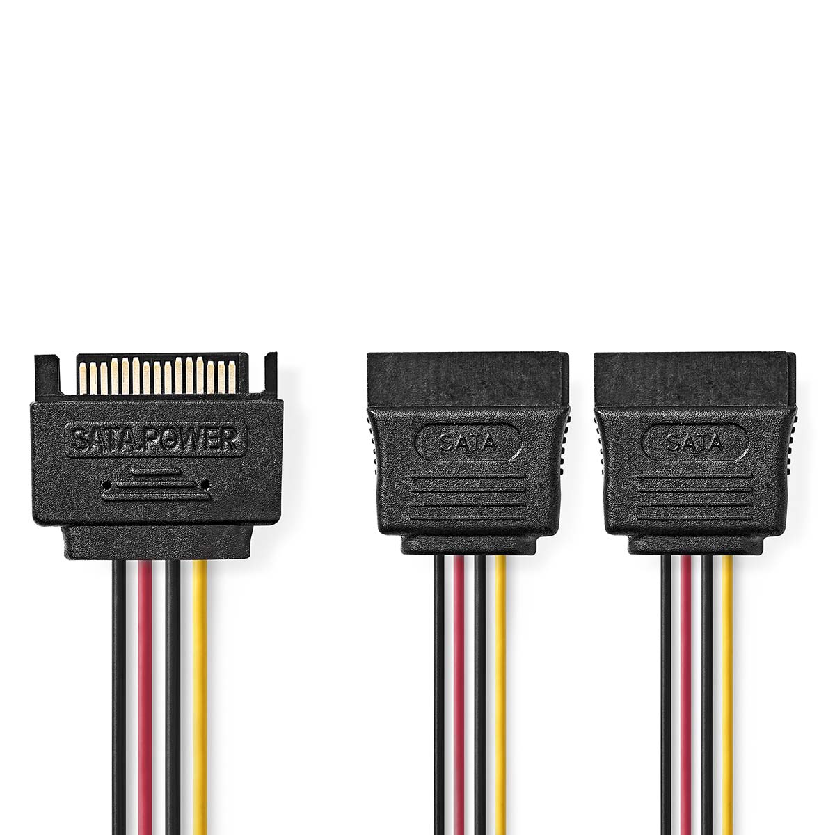 Nedis Câble d'alimentation interne SATA 15-Pin Mâle 2x SATA 15 broches femelle Plaqué or 0.15 m Rond PVC Multicolore Boîte