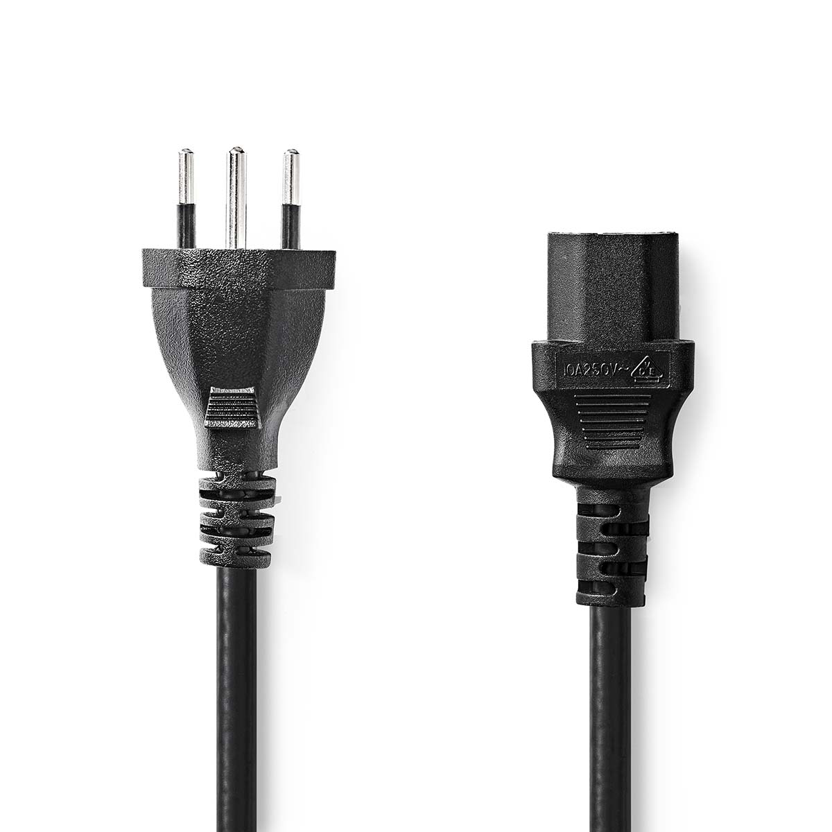 Nedis Câble d'alimentation CH Type 12 IEC-320-C13 Droit Droit Plaqué nickel 2.00 m Rond PVC Noir Label