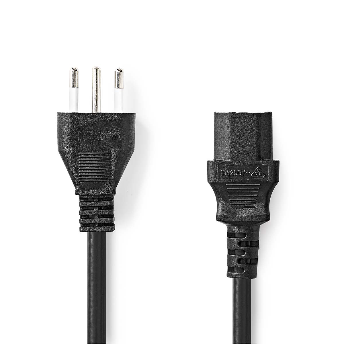 Nedis Câble d'alimentation Italie Mâle IEC-320-C13 Droit Droit Plaqué nickel 2.00 m Rond PVC Noir Label