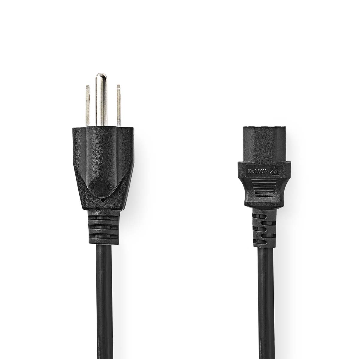 Nedis Câble d'alimentation USA Mâle IEC-320-C13 Droit Droit Plaqué nickel 2.00 m Rond PVC Noir Label
