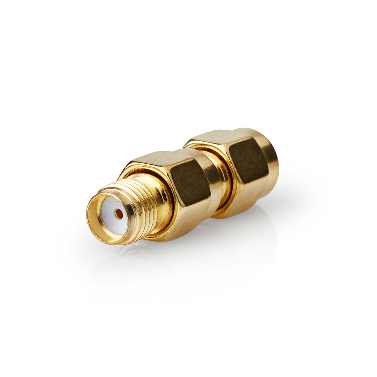 Nedis Adaptateur SMA Polarité inversée SMA Mâle SMA femelle Plaqué or 50 Ohm Droit Cuivre Or 2 pièces Boîte