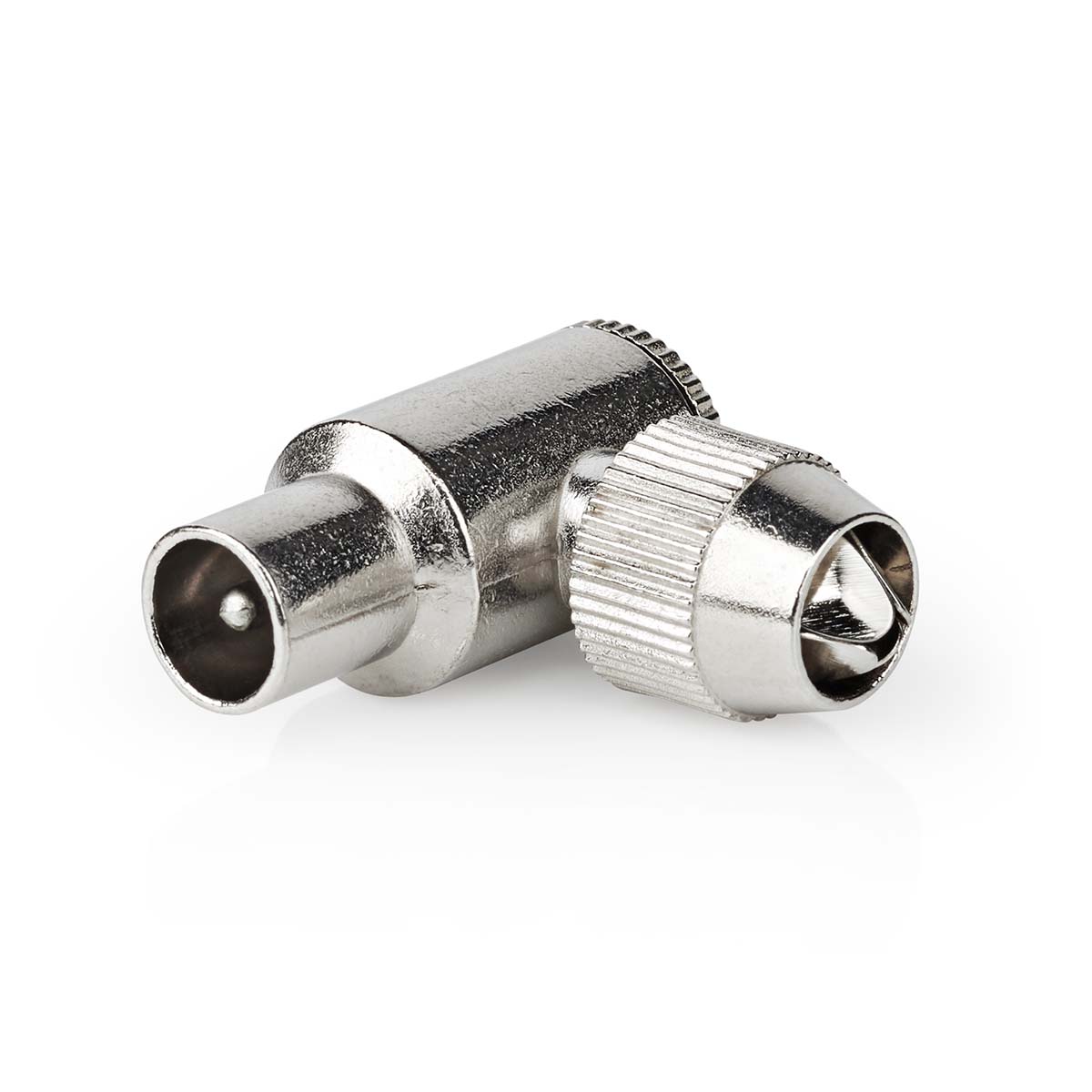 Nedis Conencteur IEC ( Coax) Coudé à 90° Mâle Plaqué nickel 75 Ohm Vis Diamètre d'entrée de câble: 7.0 mm Métal Argent 2 pièces Boîte