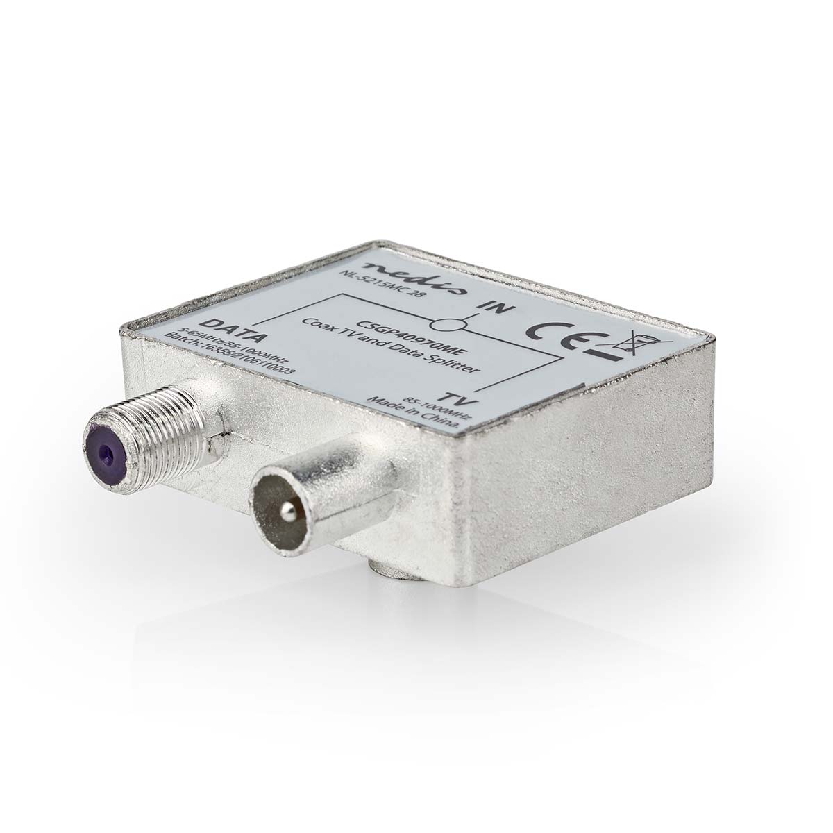 Nedis Adaptateur Satellite et Antenne IEC (Coax) Femelle F Femelle / IEC (Coax) Mâle Plaqué nickel 75 Ohm Droit Métal Argent / Métal 1 pièces Boîte