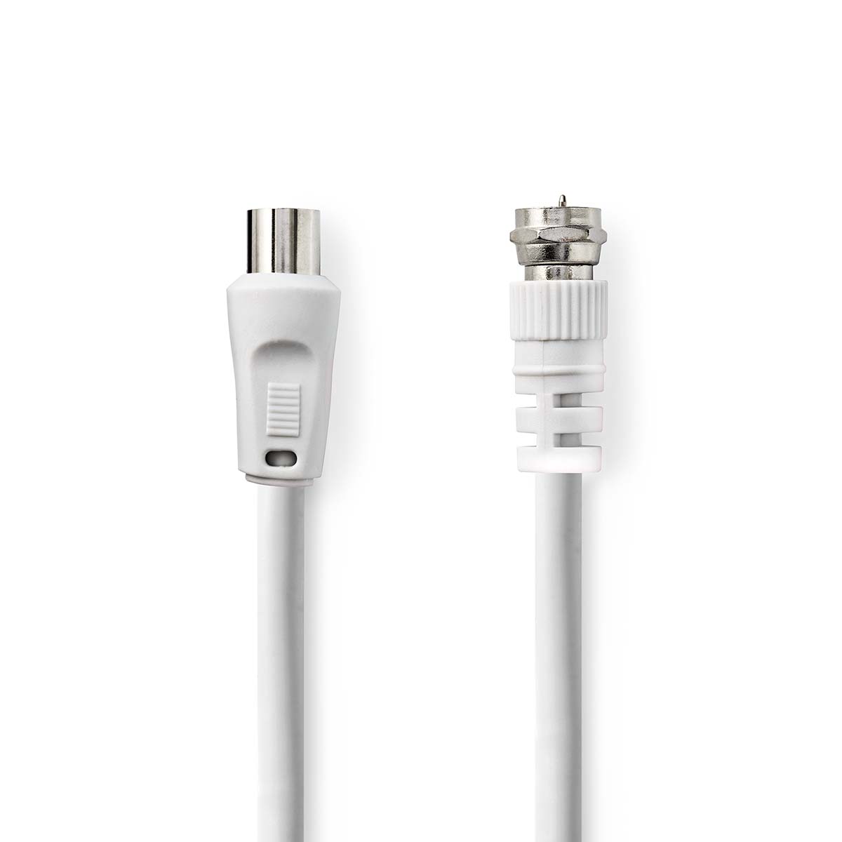 Nedis Câble d'antenne et de satellite F Mâle IEC (Coax) Mâle Plaqué nickel 75 Ohm Double blindage 1.50 m Rond PVC Blanc Label