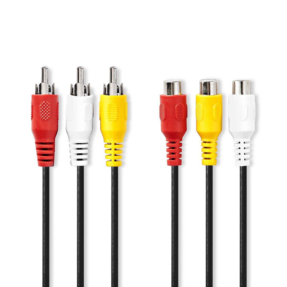 Nedis Câble vidéo composite 3x RCA mâle 3x RCA Female Plaqué nickel 480p 2.00 m Rond PVC Noir Label