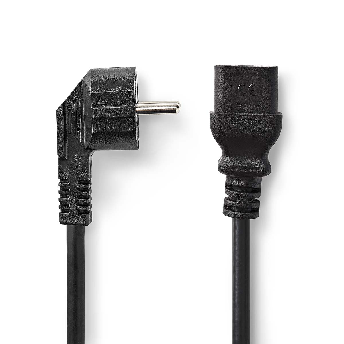 Nedis Câble d'alimentation Prise de terre mâle IEC-320-C19 Coudé Droit Plaqué nickel 2.00 m Rond PVC Noir Boîte