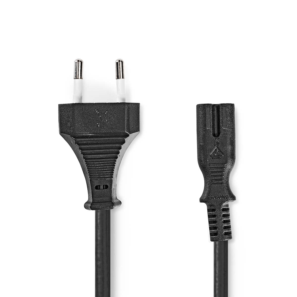 Nedis Câble d'alimentation Euro Masculin IEC-320-C7 Droit Droit Plaqué nickel 2.00 m Enroulé PVC Noir Label