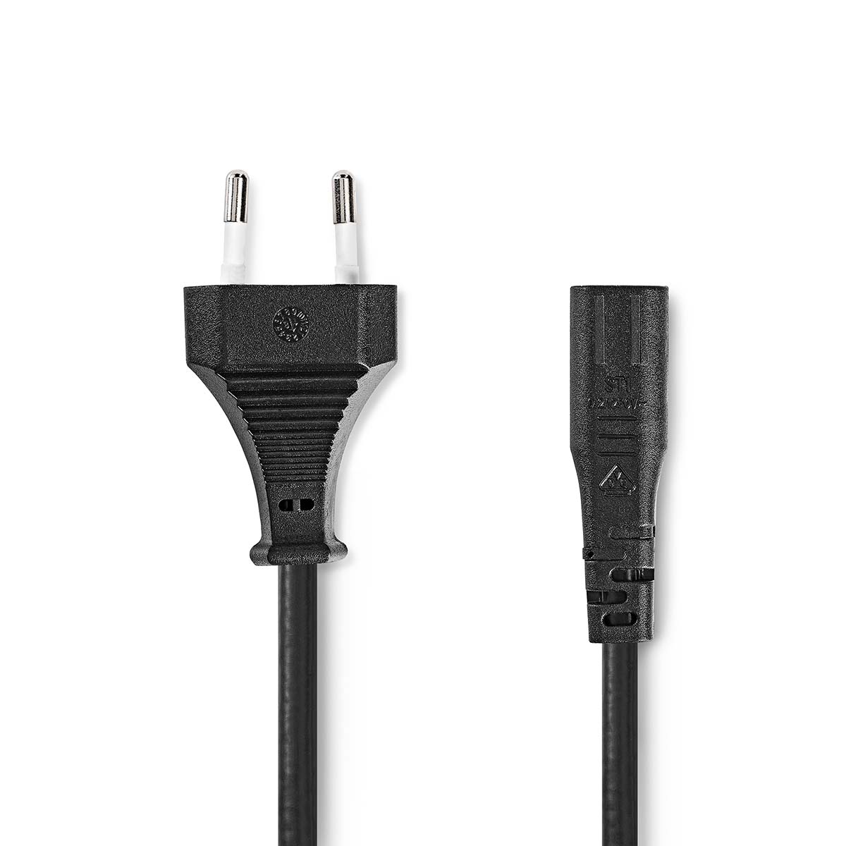 Nedis Câble d'alimentation Euro Masculin IEC-320-C1 Droit Droit Plaqué nickel 2.00 m Enroulé PVC Noir Label
