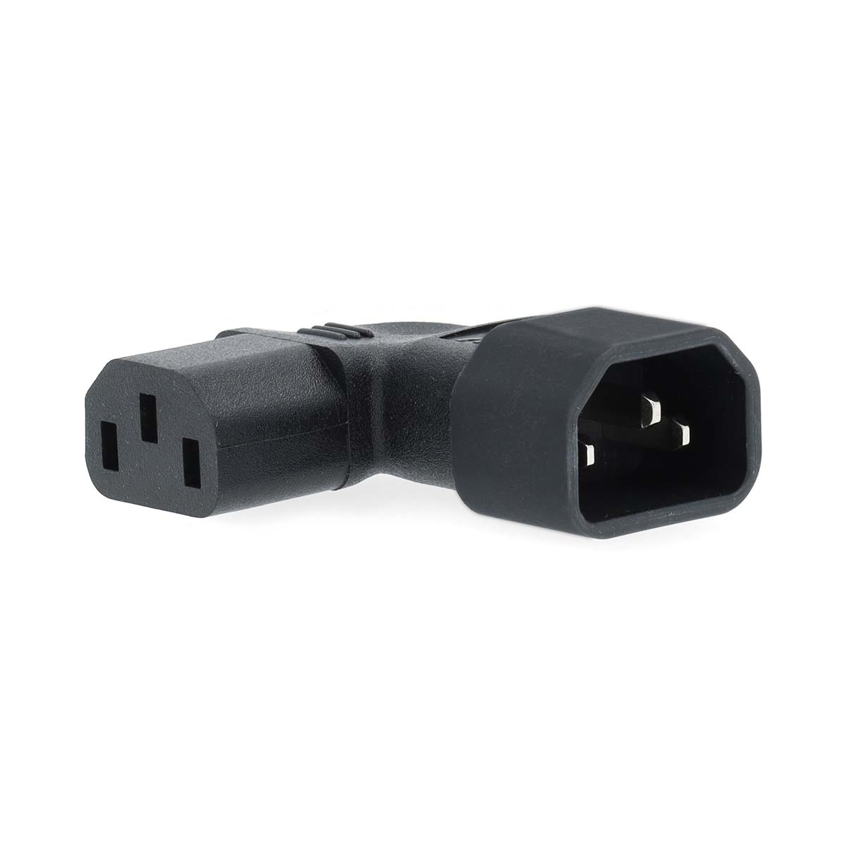 Nedis Dvextention IEC-320-C13 IEC-320-C14 Coudé à gauche Plaqué nickel PVC Noir Boîte 1 pièces