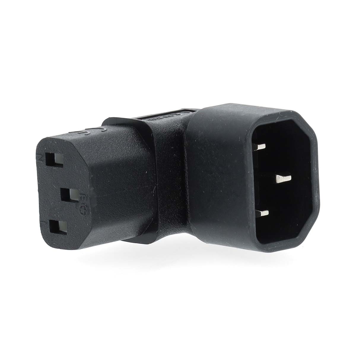 Nedis Dvextention IEC-320-C13 IEC-320-C14 Coudé à 90° Plaqué nickel PVC Noir Boîte 1 pièces
