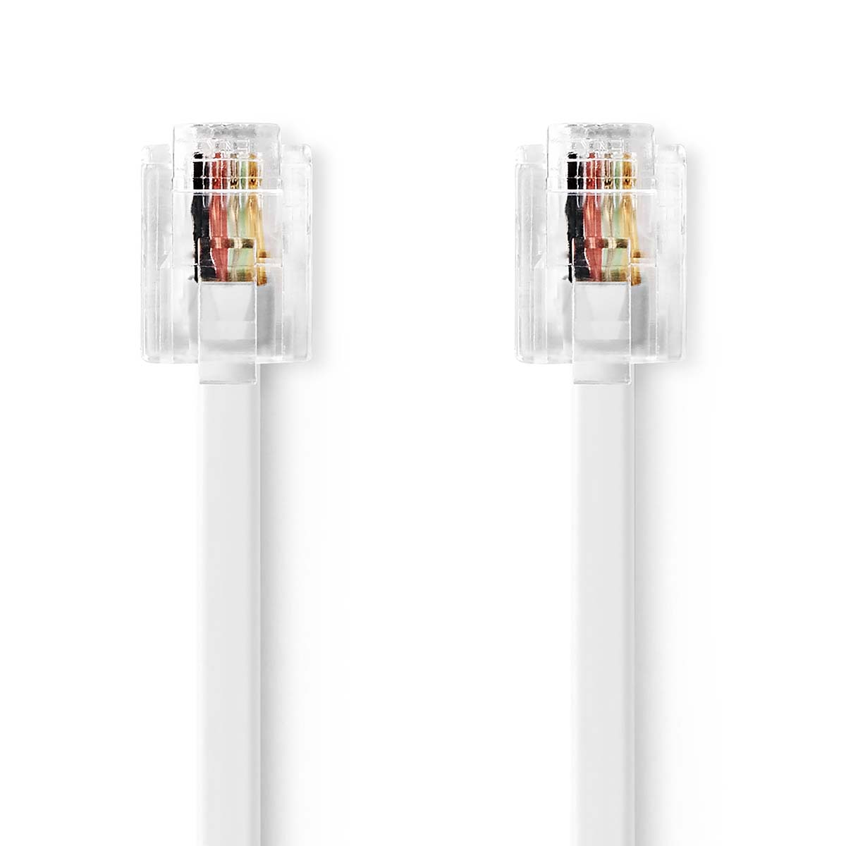 Nedis Câble Telecom RJ11 Mâle RJ11 Mâle 2.00 m Conception de câble: Plat Plaqué or Type de câble: RJ11 Blanc Label