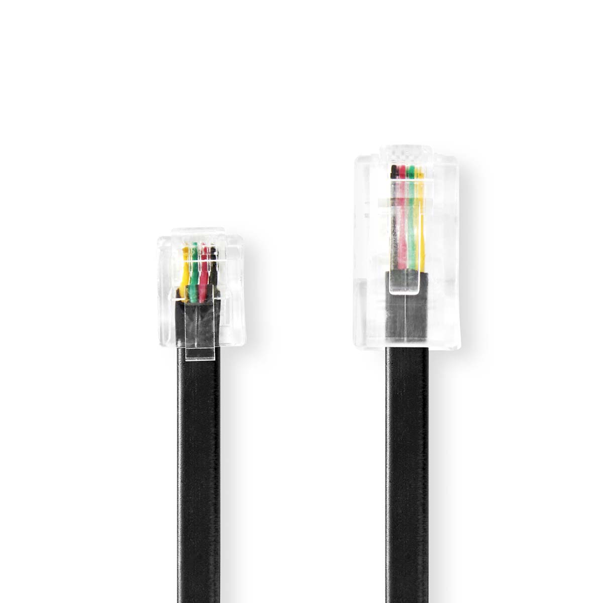 Nedis Rallonge de Câble de Télécommunication RJ11 Mâle RJ45 Male 5.00 m Conception de câble: Plat Placage: Plaqué or Type de câble: RJ11 Noir Label