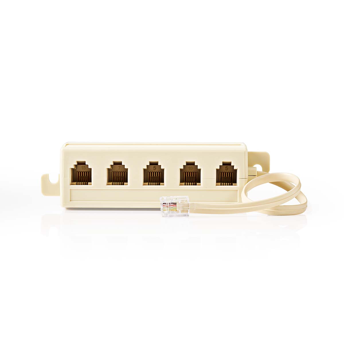 Nedis Rallonge de Câble de Télécommunication RJ11 Mâle 5x RJ11 (4/6) Femelle 0.20 m Conception de câble: Plat Type de câble: RJ11 Ivoire Boîte