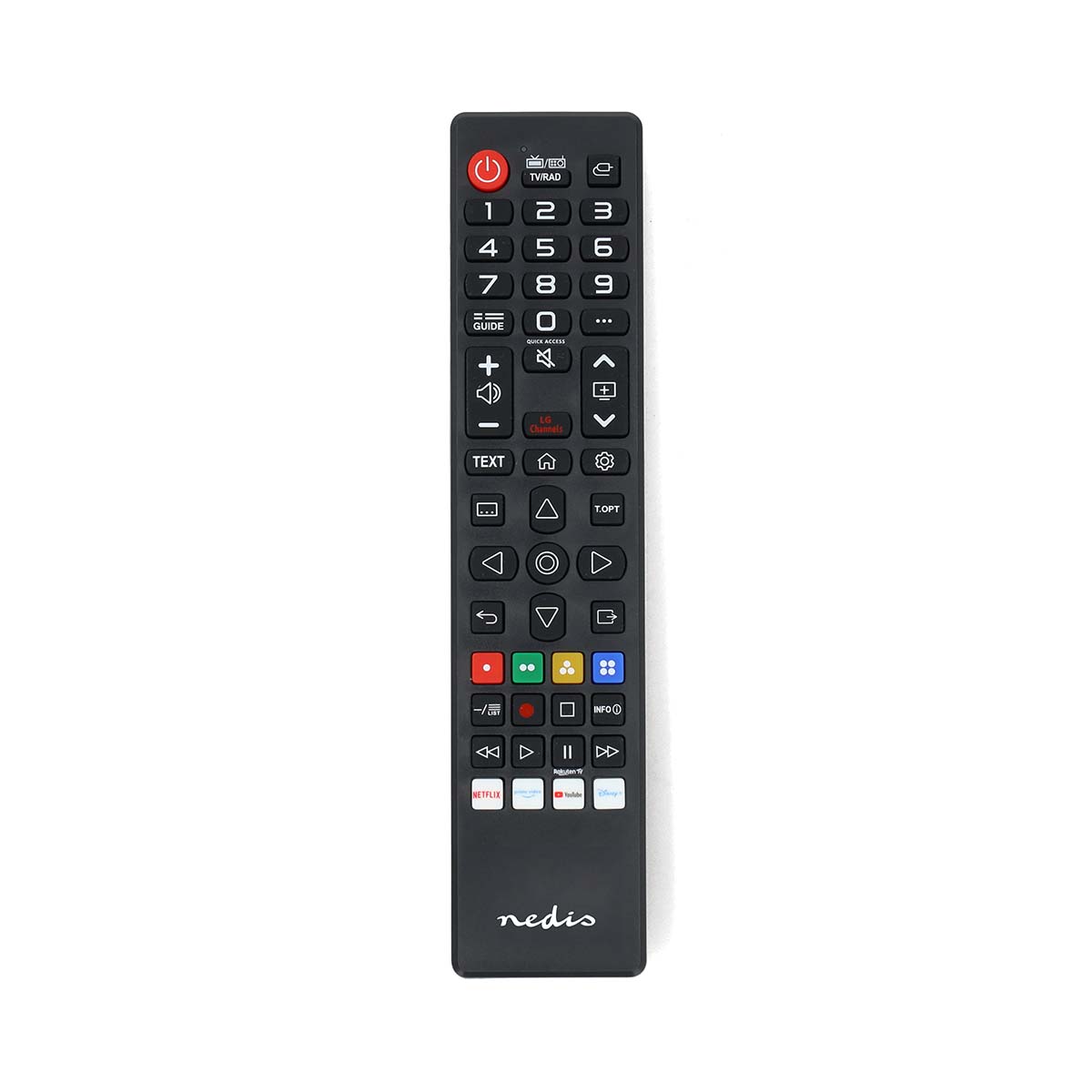 Nedis Télécommande de remplacement Convient à: LG Préprogrammée 1 Appareil Amazon Prime / Bouton Netflix / Disney + Button / Rakuten TV Button Infrarouge Noir