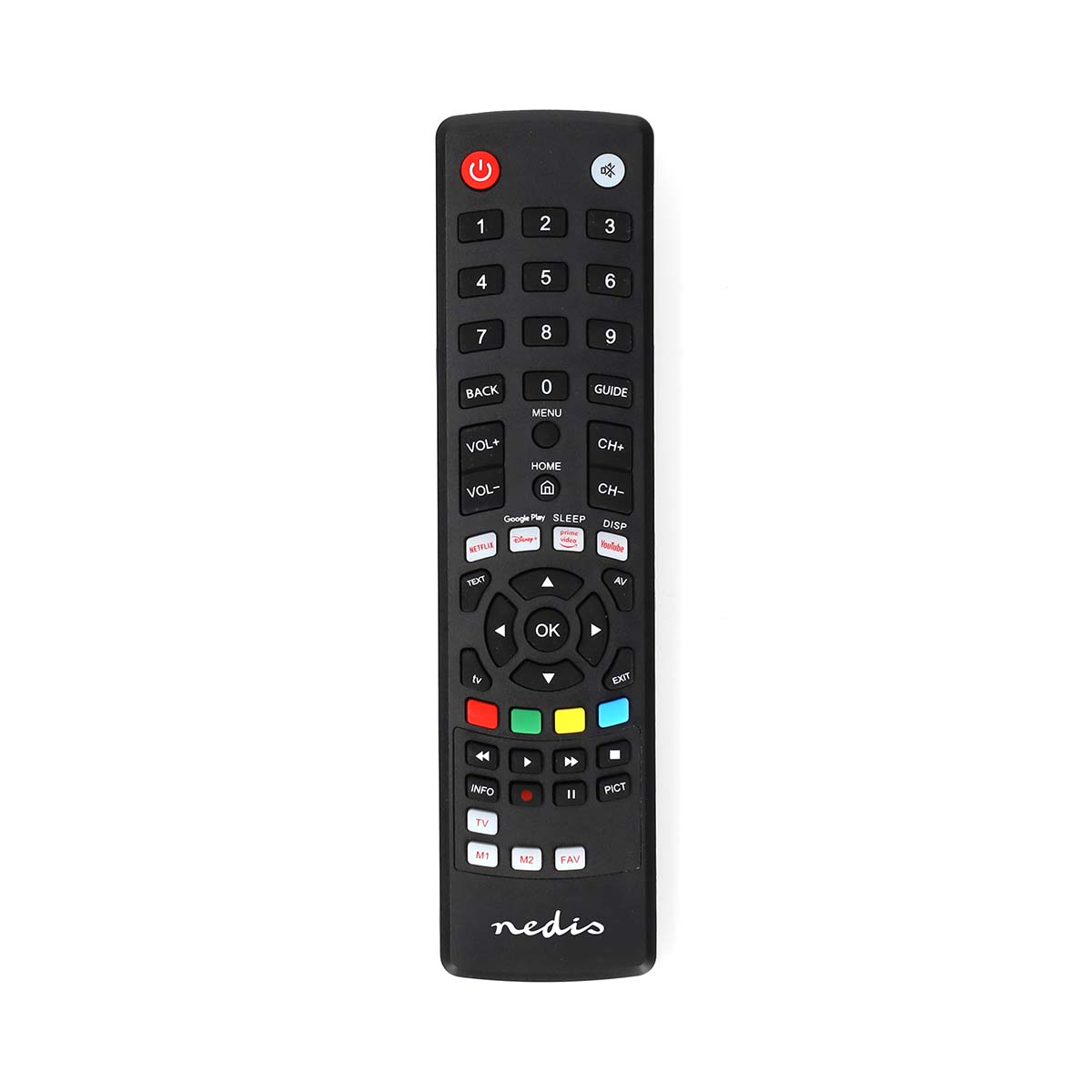 Nedis Télécommande universelle Préprogrammée 1 Appareil Amazon Prime / Bouton Google Play / Bouton Netflix / Bouton Youtube / Disney + Button Infrarouge Noir