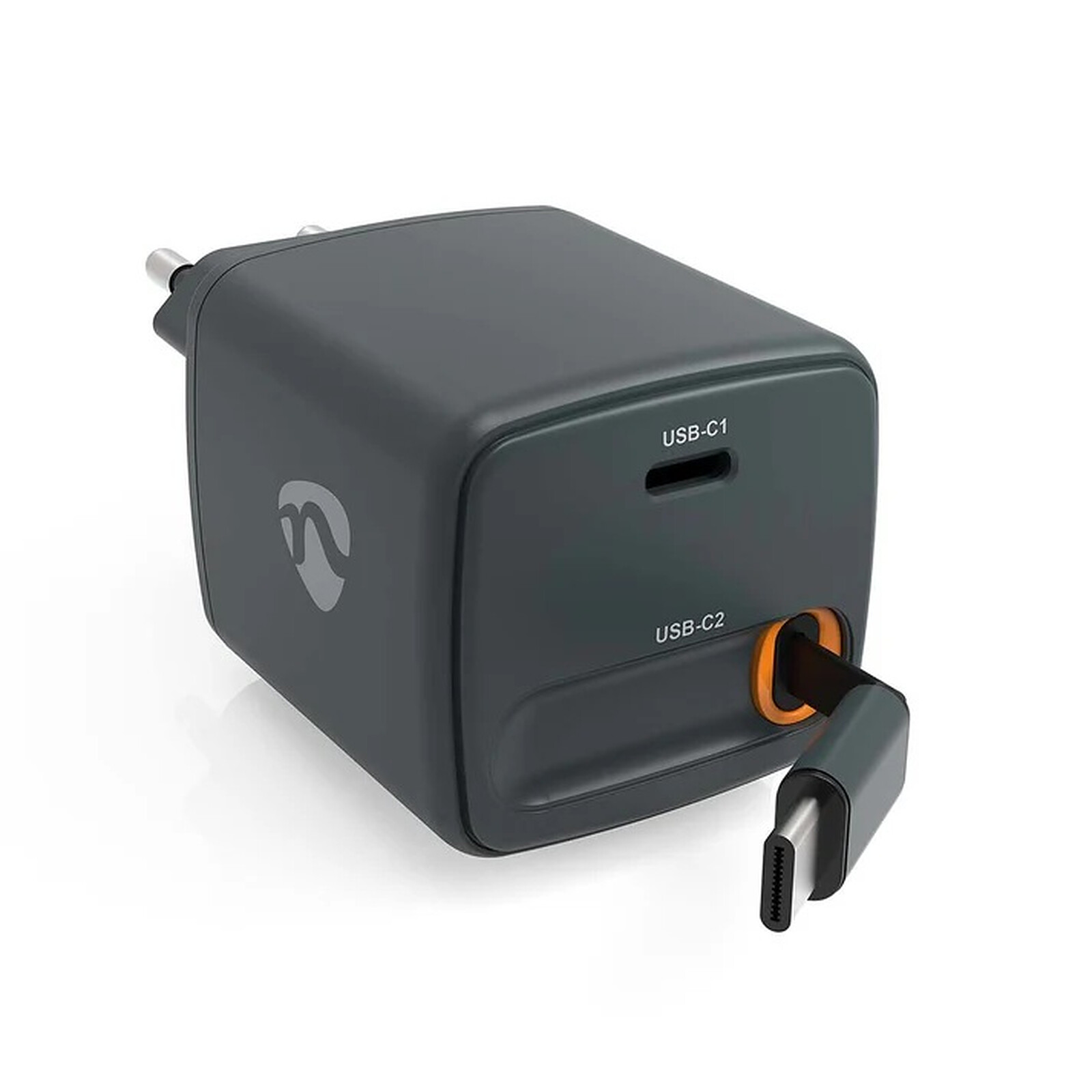 Nedis Nedis Chargeur mural 65W 2 ports USB-C dont 1 avec câble rétractable