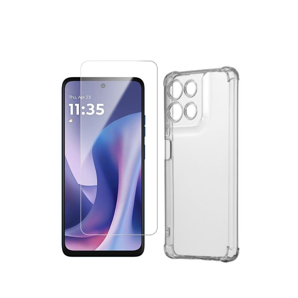 WE PACK verre trempÃ© et coque de protection transparente MOTOROLA MOTO G57 POR