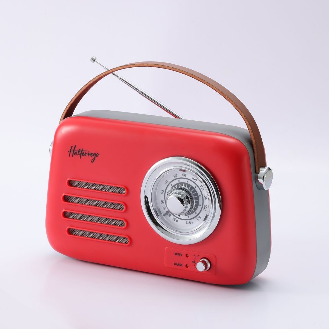 Halterrego Enceinte/Radio rétro , RMS 5W, Bluetooth, Radio FM, lecteur USB, Aux I