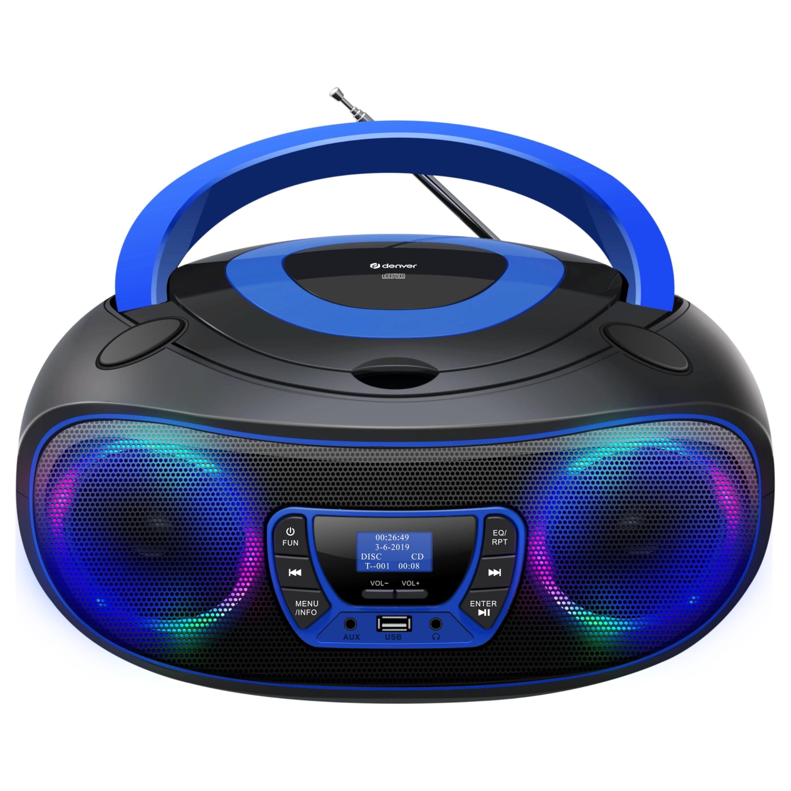 Denver DAB+ Boombox Mit DAB+/FM-Radio, Bluetooth-Funktion,blue