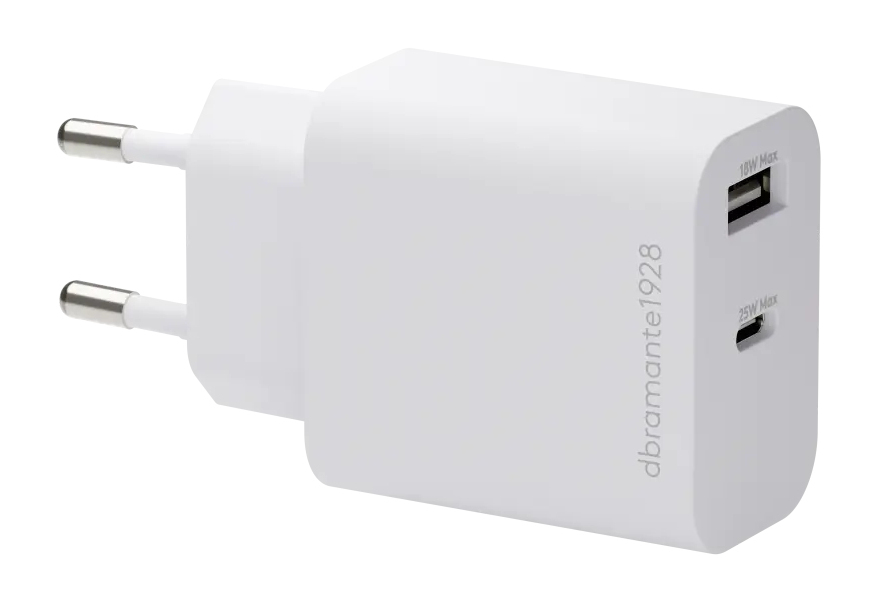 D.bramante1928 EU Wall Charger USB-C 25W+USB-A 18W WHT