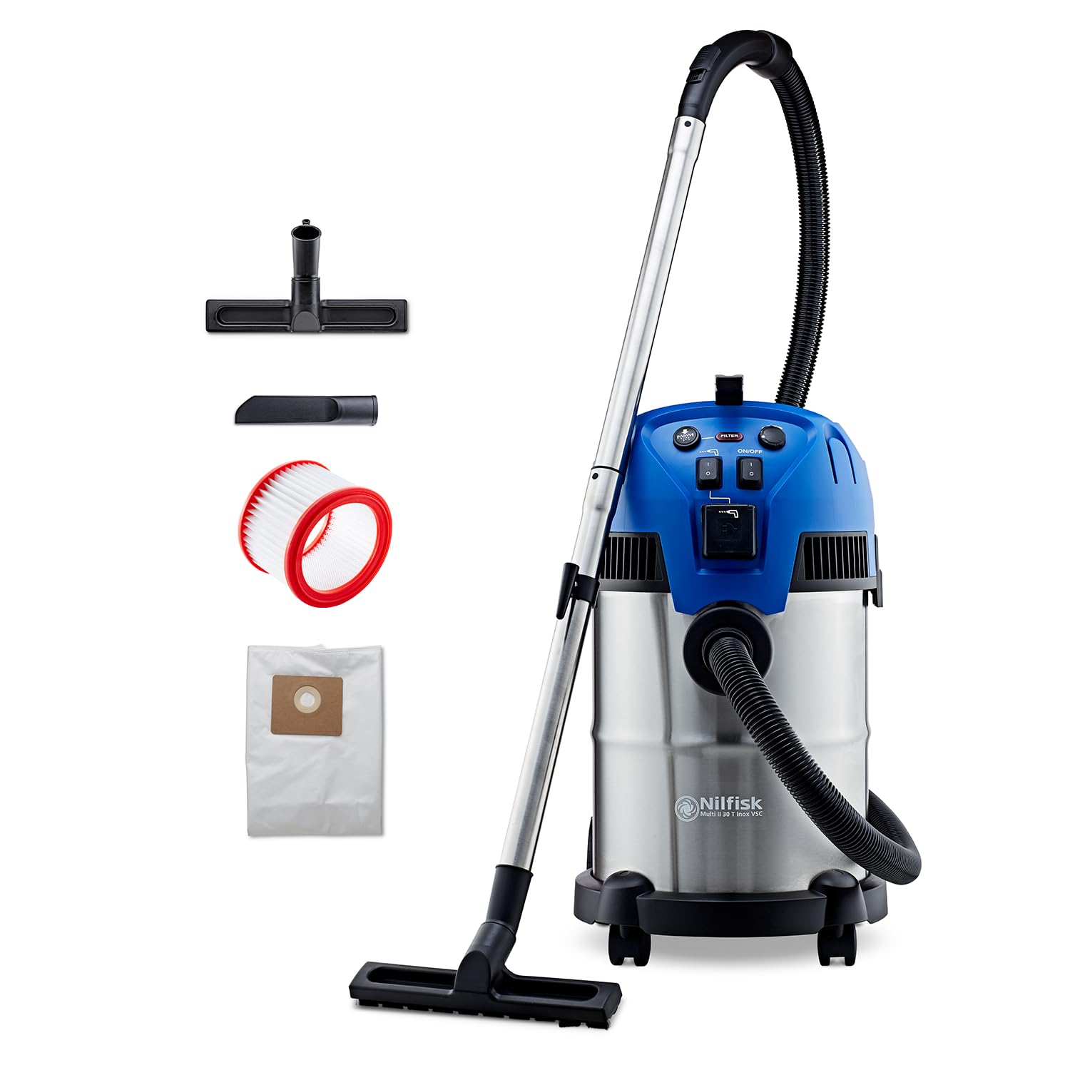 Nilfisk Aspirateur eau/poussière Multi II 30T Inox VSC inox/bleu