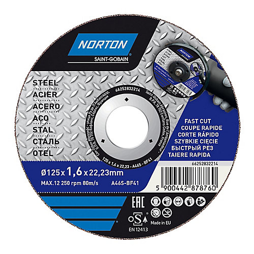 Norton Disque de coupe métal 125x1,6x22,2 mm