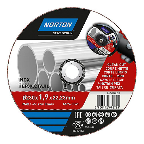 Norton Disque de coupe métal/inox 230x1,9x22,2 mm