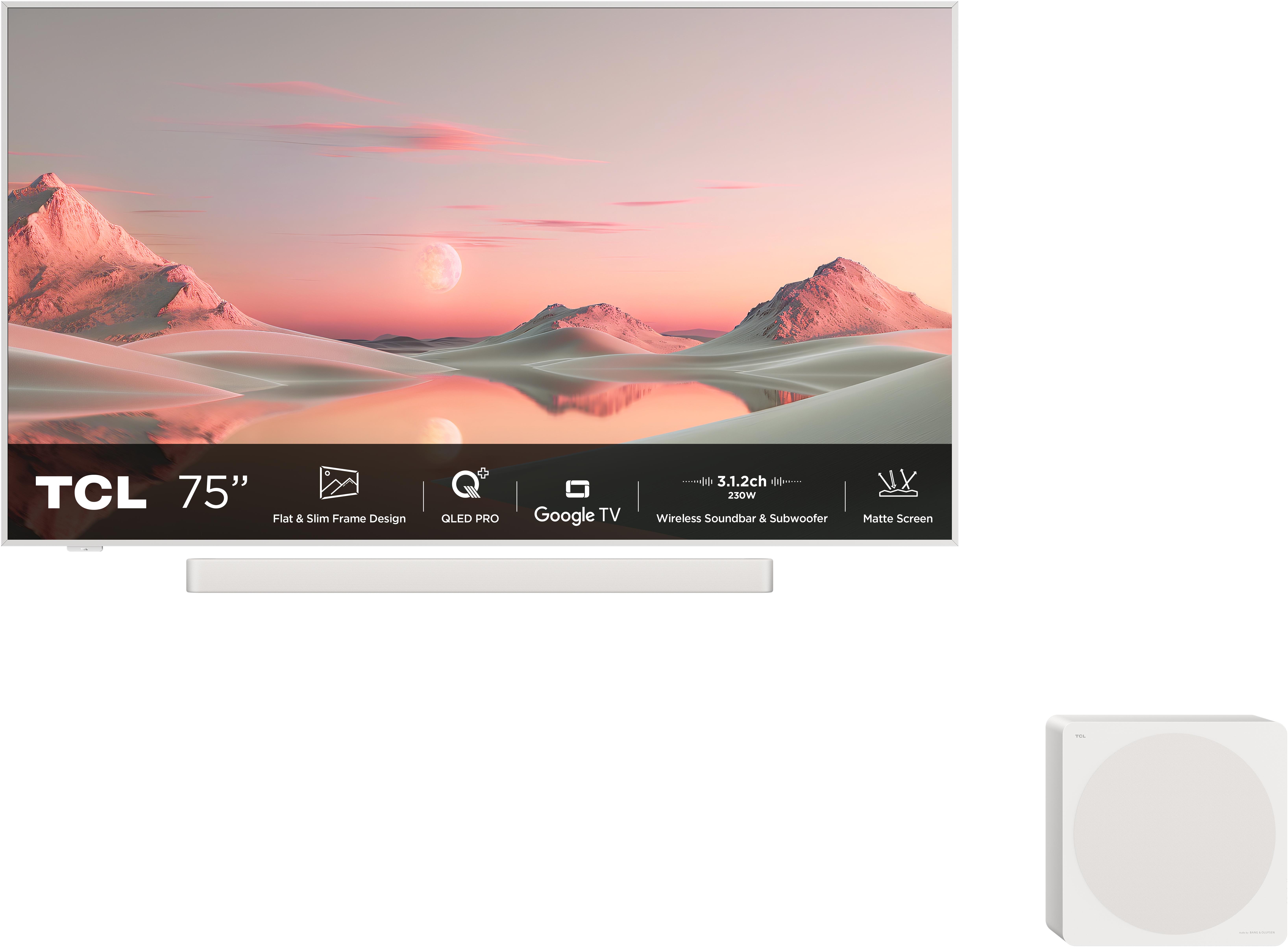 TCL 75A300PRO NXTFrame PRO QLED Galerie d'art et barre de son 3.1.2ch avec caisson de basses 4k 190cm 2024