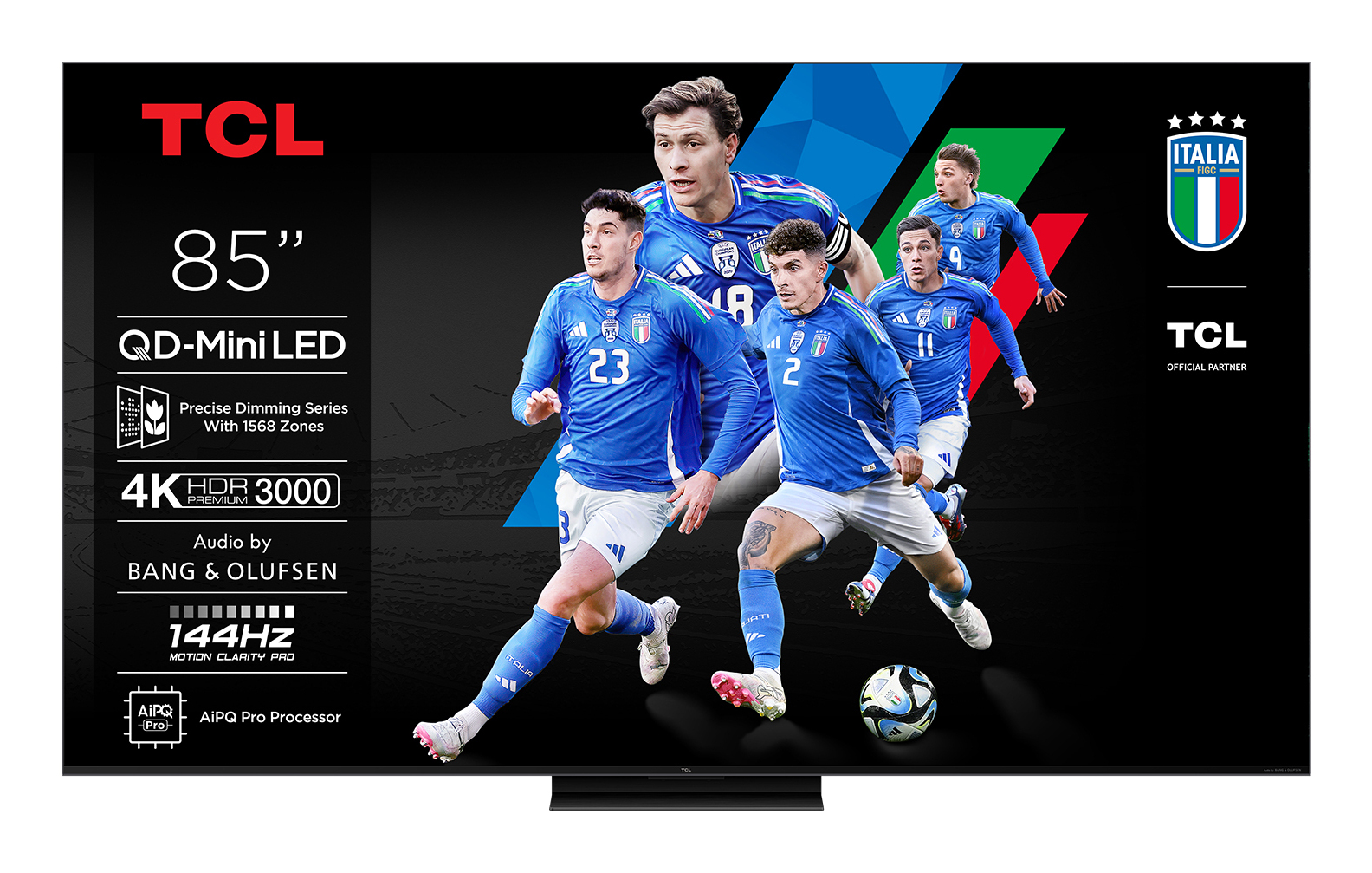 TCL 4K QD-Mini Pro 144Hz 85C79K 216 cm avec GOOGLE et système sonore Bang & Olufsen