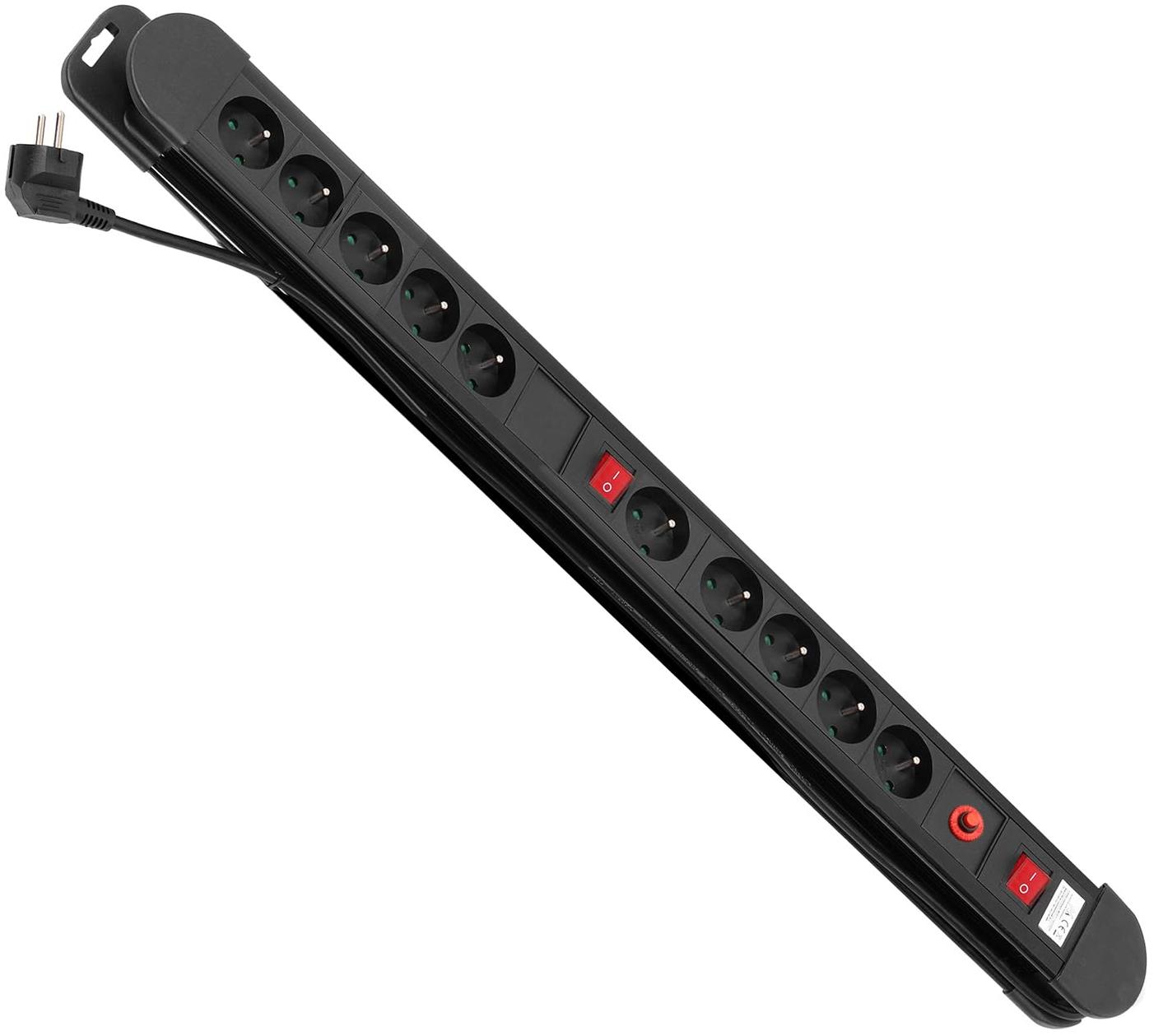 Maclean Energy Multiprise 10 prises Maclean MCE10 + Interrupteurs 1,50m (Noir)