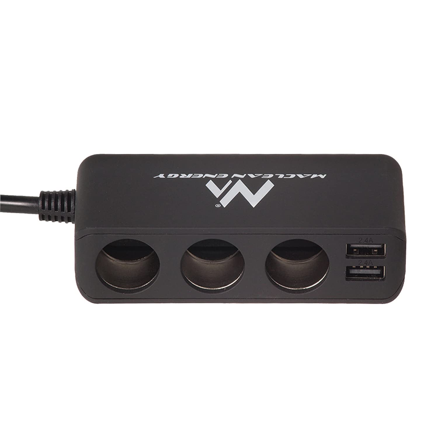 Maclean Energy Chargeur de voiture Allume Cigare 3x prises allume cigare, 2xUSB (Noir)