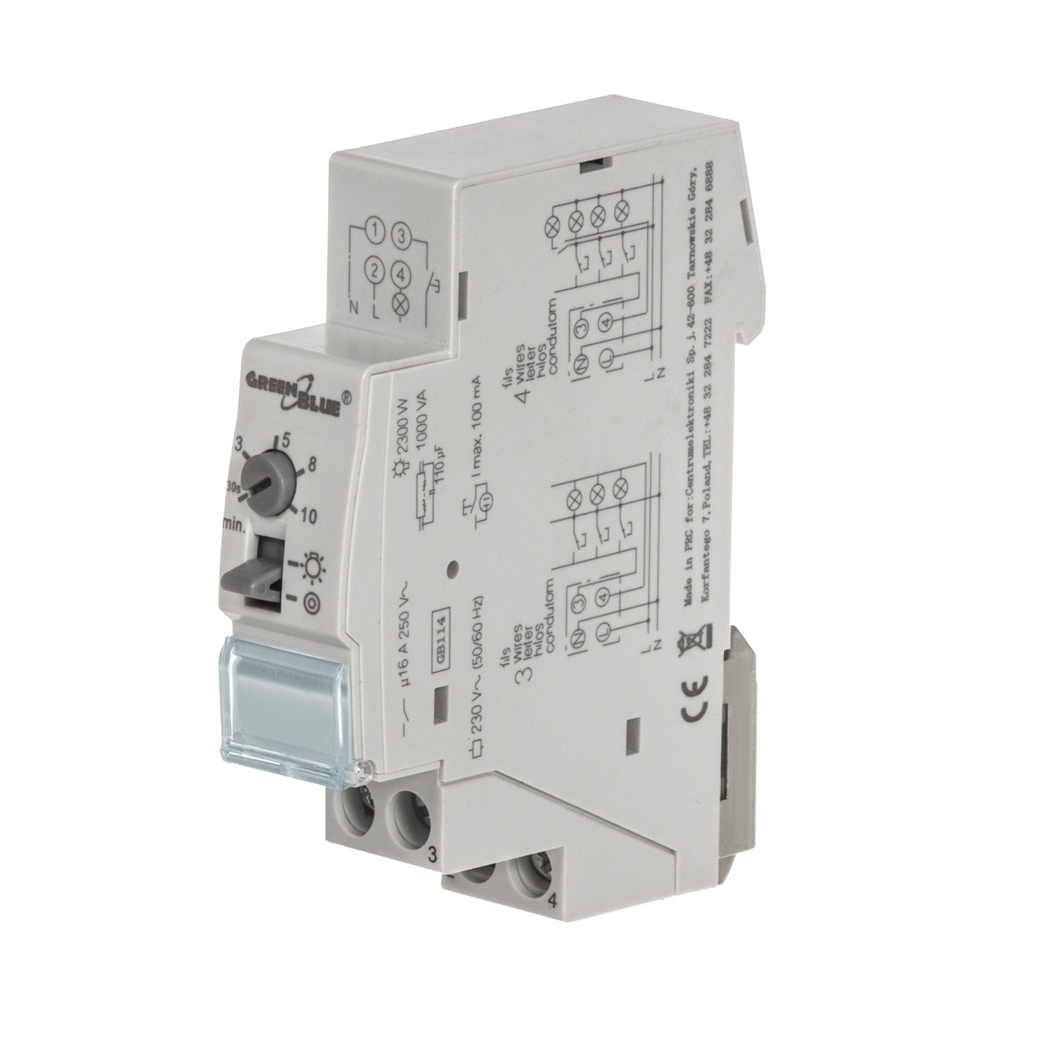 GreenBlue Minuterie déclairage descalier GB114 sur rail DIN