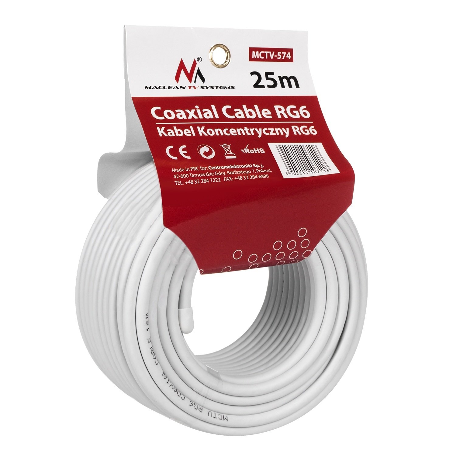 Maclean Energy Bobine de Câble antenne Maclean 25m (Blanc)