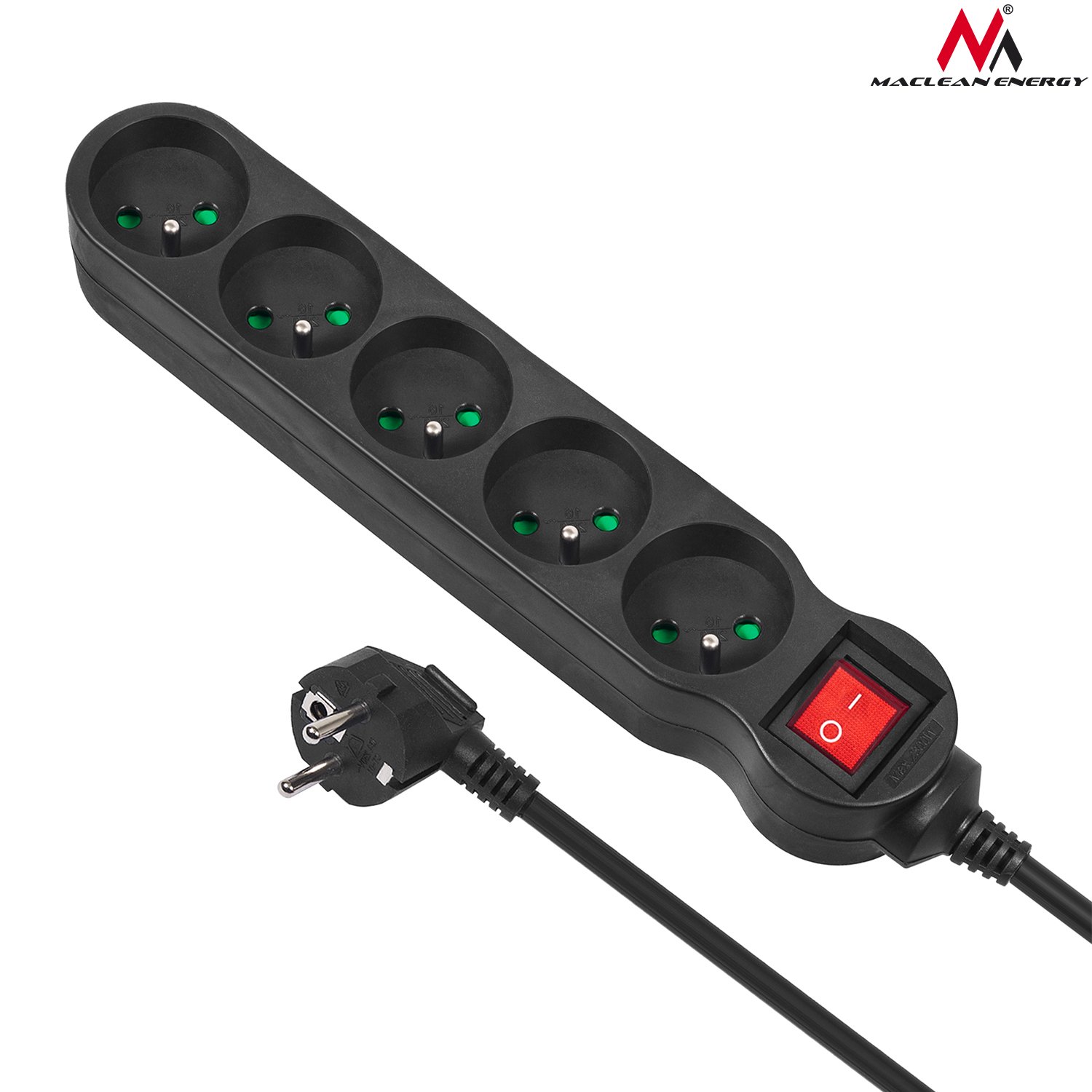 Maclean Energy Multiprise 5 prises Maclean MCE185 + Interrupteur 5m (Noir)