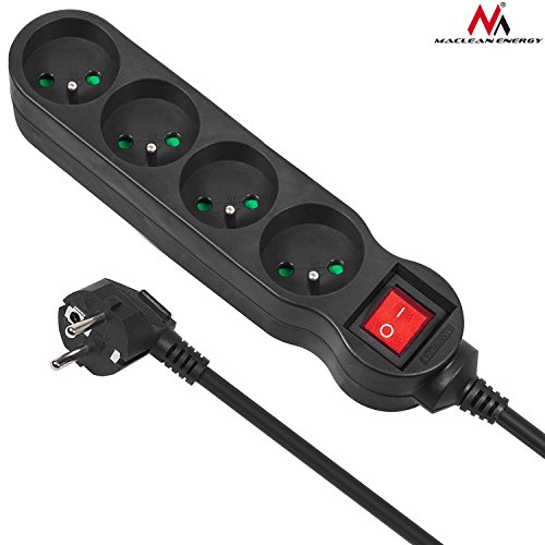 Maclean Energy Modèle du produit : Multiprise 4 prises Maclean MCE181 + Interrupteur 3m (Noir)