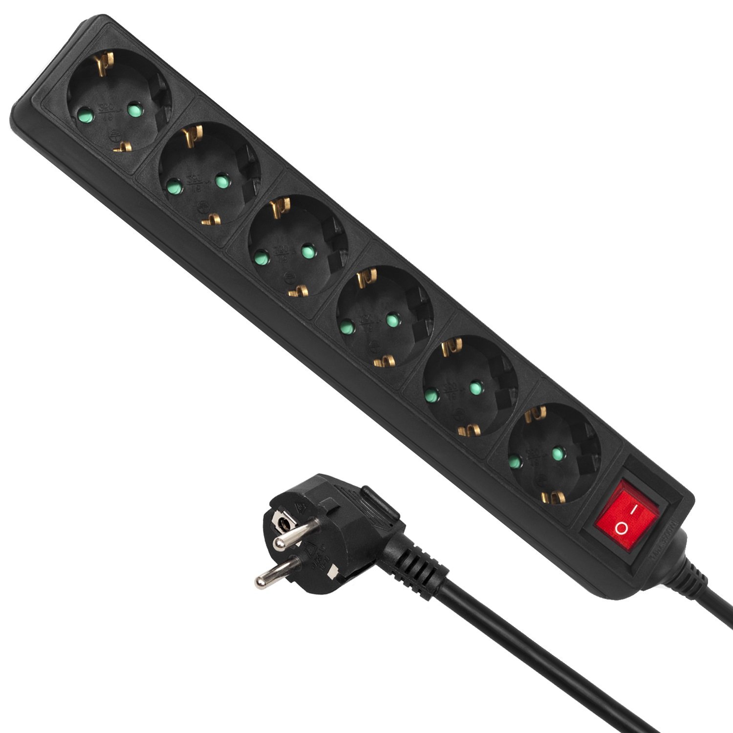Maclean Energy Multiprise 6 prises Maclean MCE189 + Interrupteurs 1,40m (Noir)