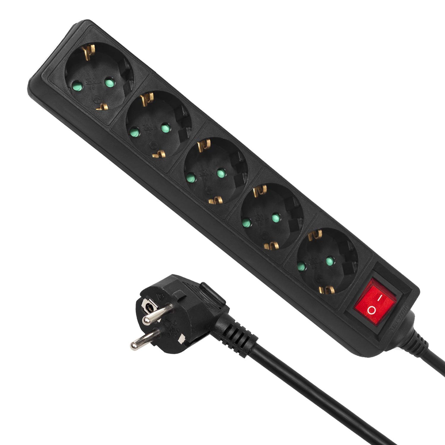 Maclean Energy Multiprise 5 prises Maclean MCE227 + Interrupteur 5m (Noir)