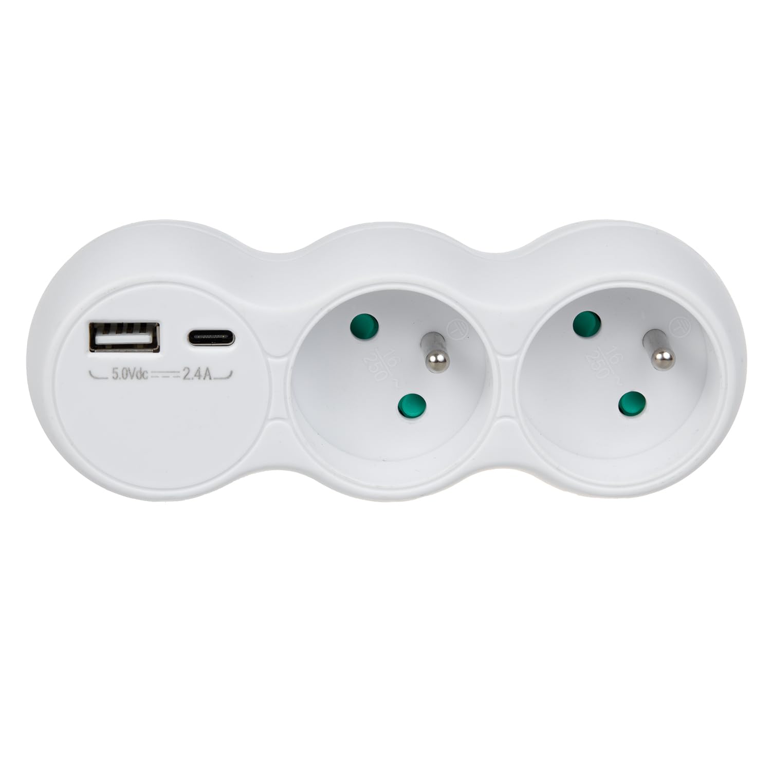 Maclean Energy Multiprise 2 ports Maclean MCE339 + USB (Blanc)