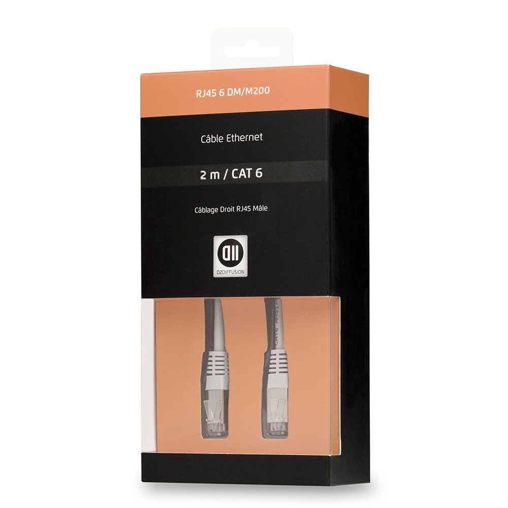 D2 Diffusion C ble RJ45 droile m le 2m blindage U/UTP