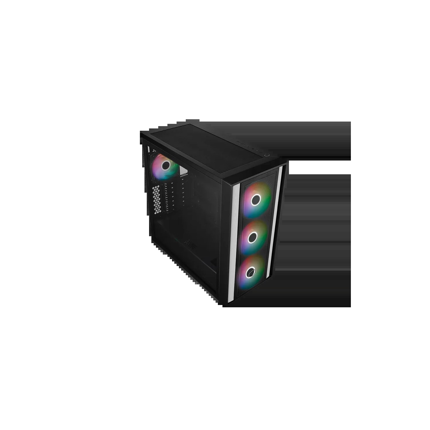 COOLER MASTER Cooler Master Elite 600 ARGB (Noir) Boîtier Moyen Tour avec avec fenêtre latérale et façade en verre trempé + 4 ventilateurs 120 mm LED ARGB