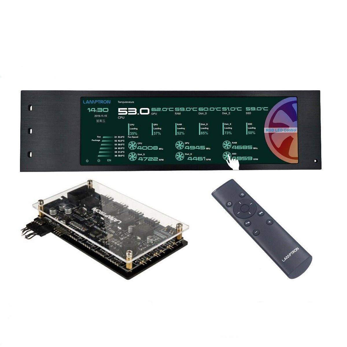 Lamptron CU135 Lüftersteuerung + RGB Controller avec Display, ARGB