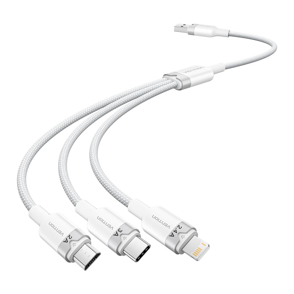 Vention Câble USB 2.0 3 en 1 1.5m Lightning/USB-C/MicroUSB Haute Vitesse