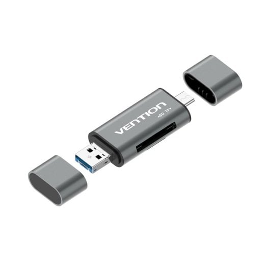 Vention Lecteur de cartes USB 3.0 CCHH0, aluminium, gris, 5 000 Mbit/s, multi-interface