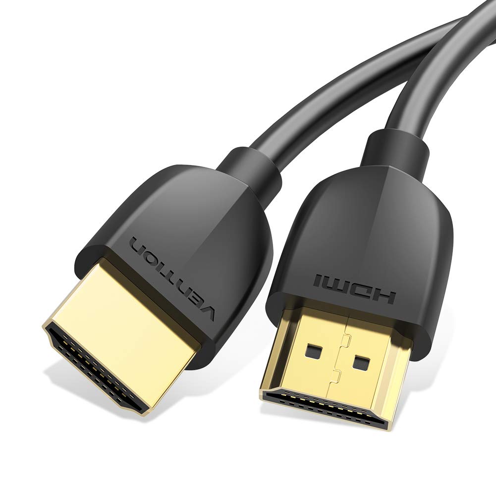 Vention Câble HDMI 2.0 AAIBH 2 m, noir, ultra fin, UHD 4K 3D, plaqué or